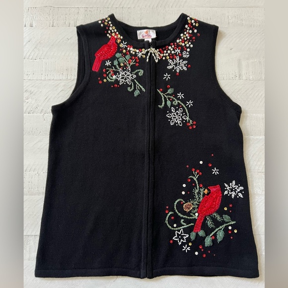 Vintage Y2K The Quacker Factory Beaded “Ugly” Christmas Sweater Vest size Small - Picture 1 of 7